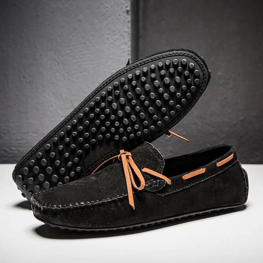 Men’s Loafers – Streamlined Fit – Luxury Fabric – Moccasin Stitch – Slip-On Design Black