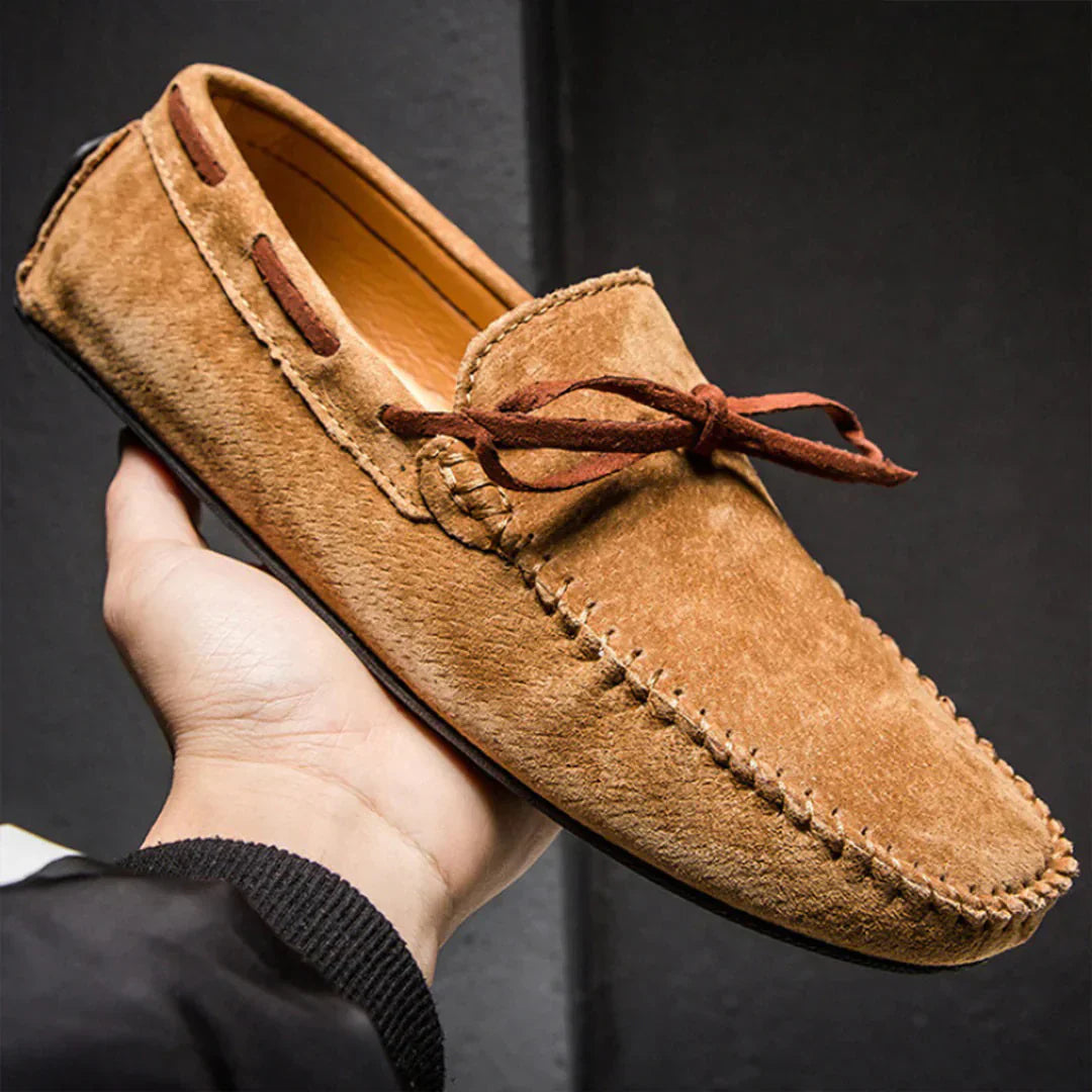 Men’s Loafers – Streamlined Fit – Luxury Fabric – Moccasin Stitch – Slip-On Design Brown