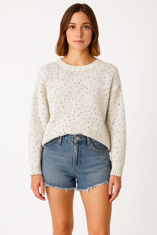 Women's Knit Pullover Sweater Relaxed Fit - SpeckleKnit