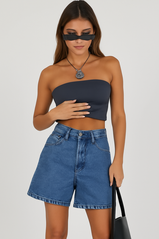 Women's Denim Shorts Relaxed Fit Mid-Rise - SummerEase