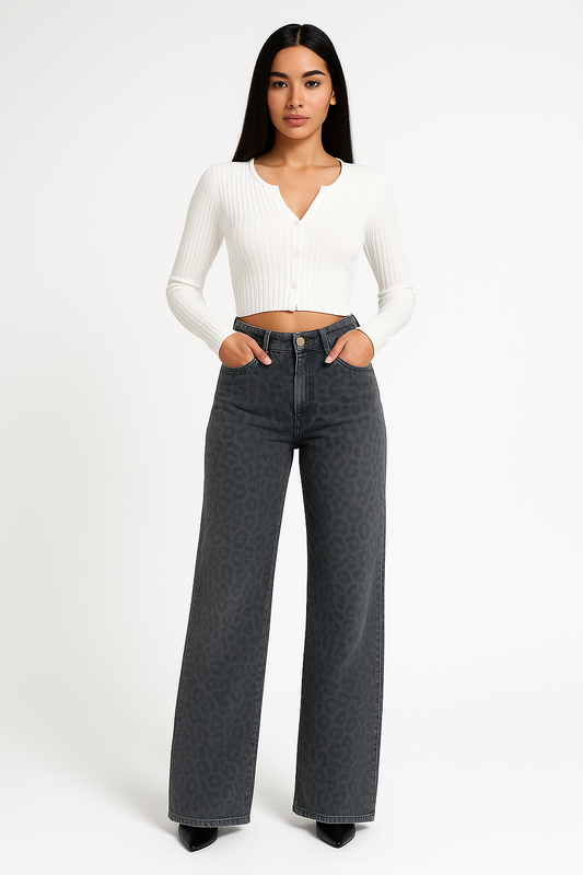 Women's High Waist Leopard Jeans - Couture-Moda Wild Denim