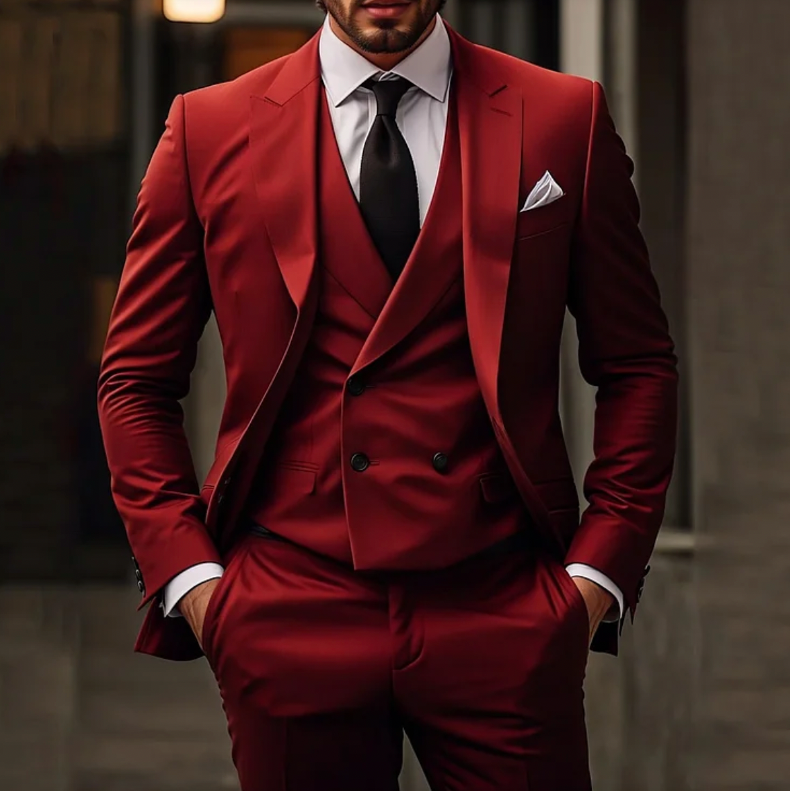 Men's 3-Piece Tailored Fit Suit - The Distinguished Gent Red