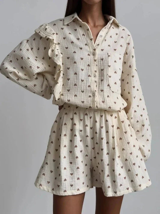 Women's 2-Piece Ruffled Sleeve Co-ord Set - Summer Breeze