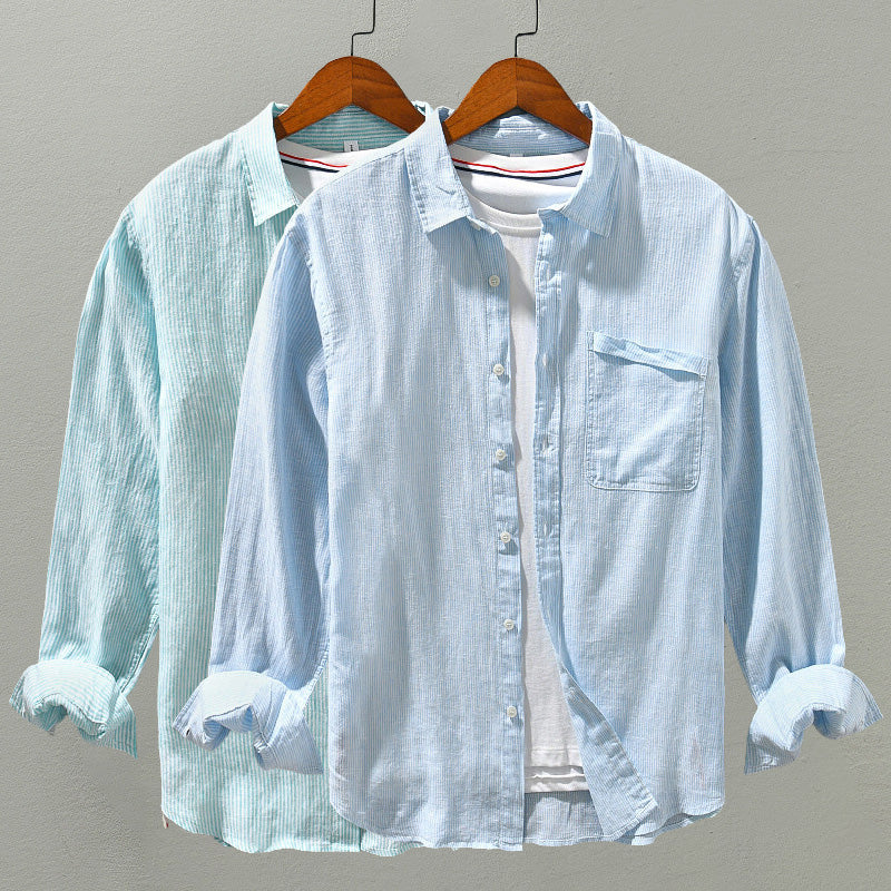 Men’s Casual Shirt - Long Sleeve - Button-Up - Classic Collar - Breathable Fabric