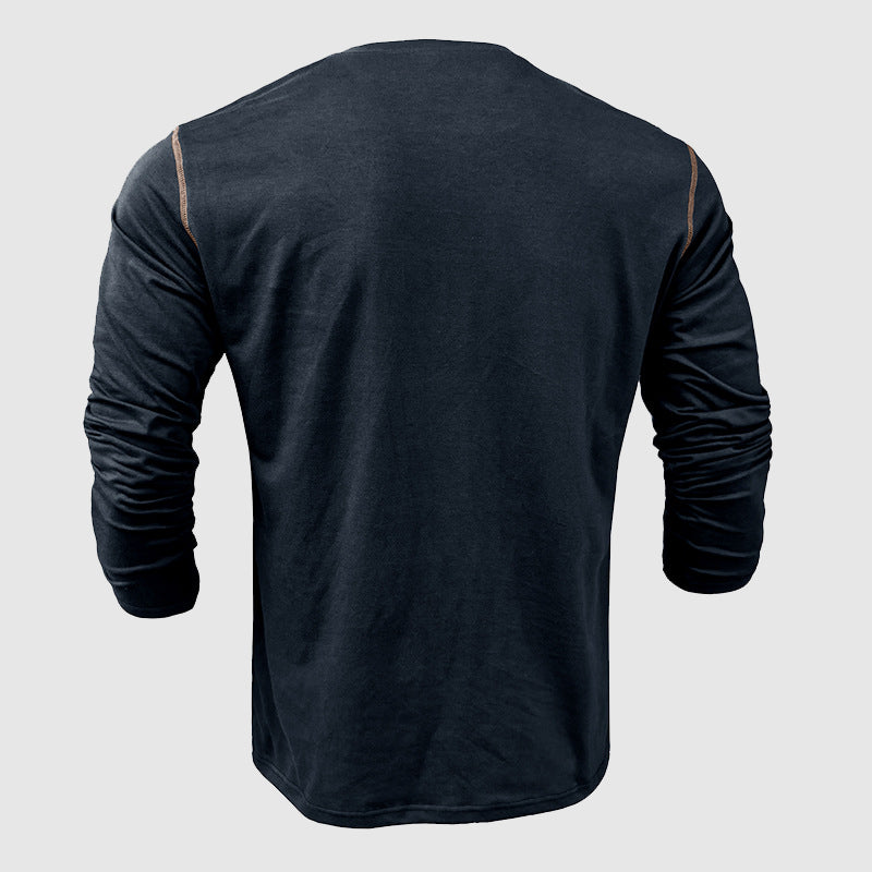 Men’s Henley Shirt - 100% Cotton - Long Sleeve - Buttoned Placket - Casual Fit