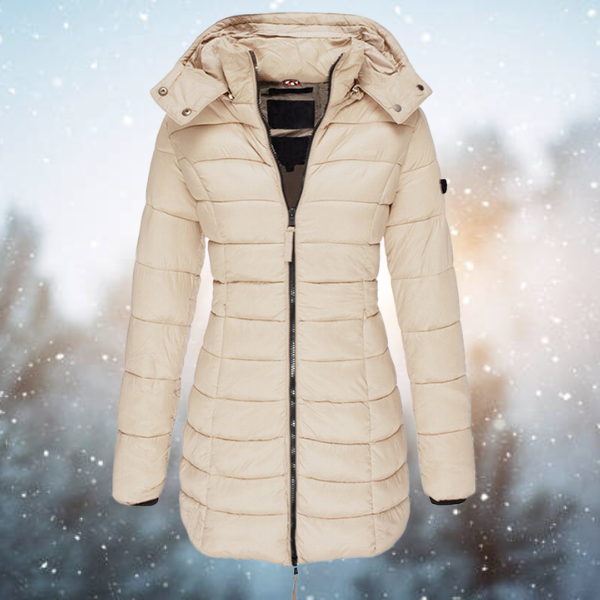 Women's PU Leather Long Puffer Jacket - UrbanElisa Khaki