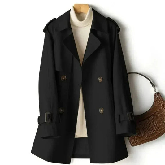Women's Double-Breasted Belted Trench Coat - CityChic