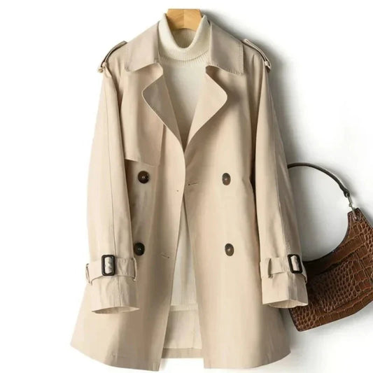 Women's Double-Breasted Belted Trench Coat - CityChic