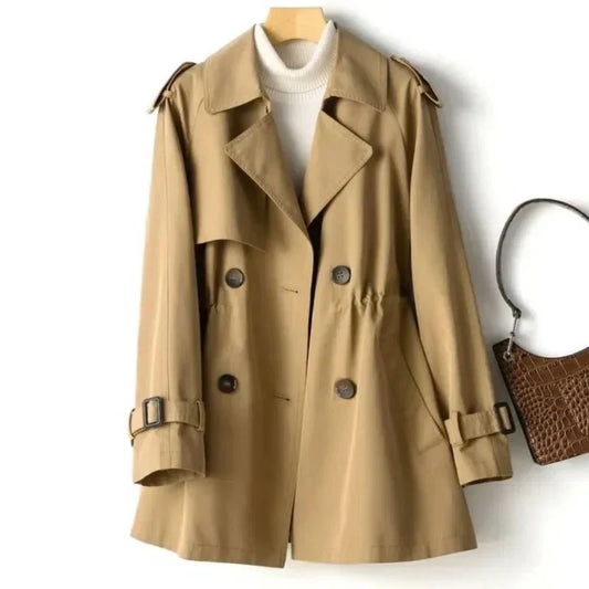 Women's Double-Breasted Belted Trench Coat - CityChic