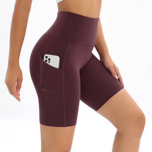 Women's High-Waist Pocket Fitness Shorts - ActiveFlex
