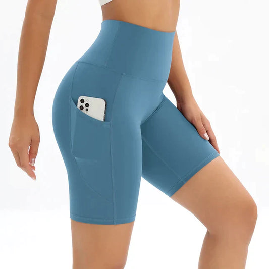Women's High-Waist Pocket Fitness Shorts - ActiveFlex