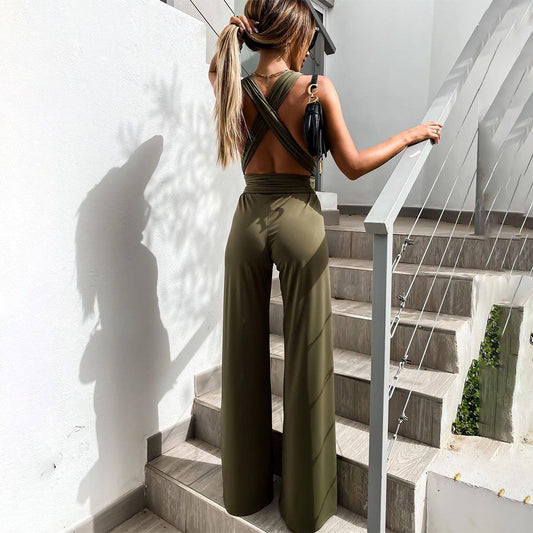 Women's Sleeveless V-Neck Jumpsuit Elegant Fit - StyleLuxe