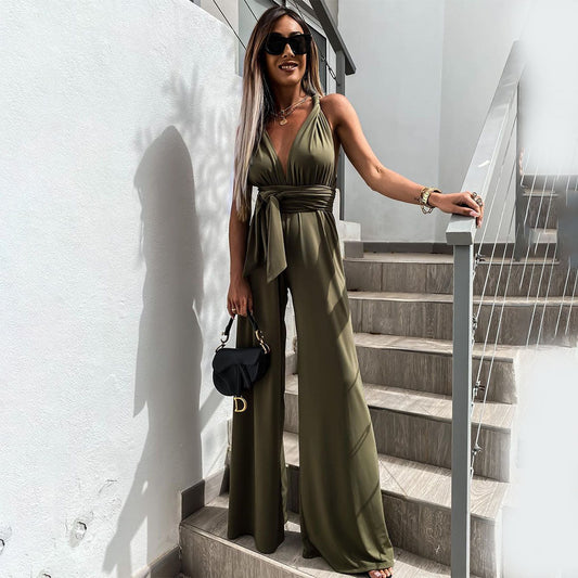 Women's Sleeveless V-Neck Jumpsuit Elegant Fit - StyleLuxe
