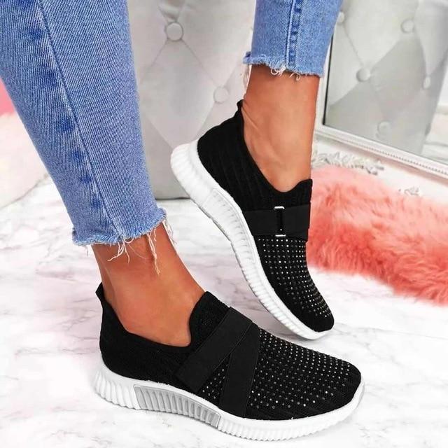 Slip-On Women's Sneakers with Velcro - Improve Your Posture Black
