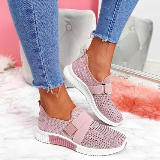 Slip-On Women's Sneakers with Velcro - Improve Your Posture Pink