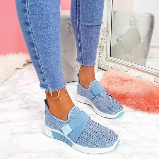 Slip-On Women's Sneakers with Velcro - Improve Your Posture Blue