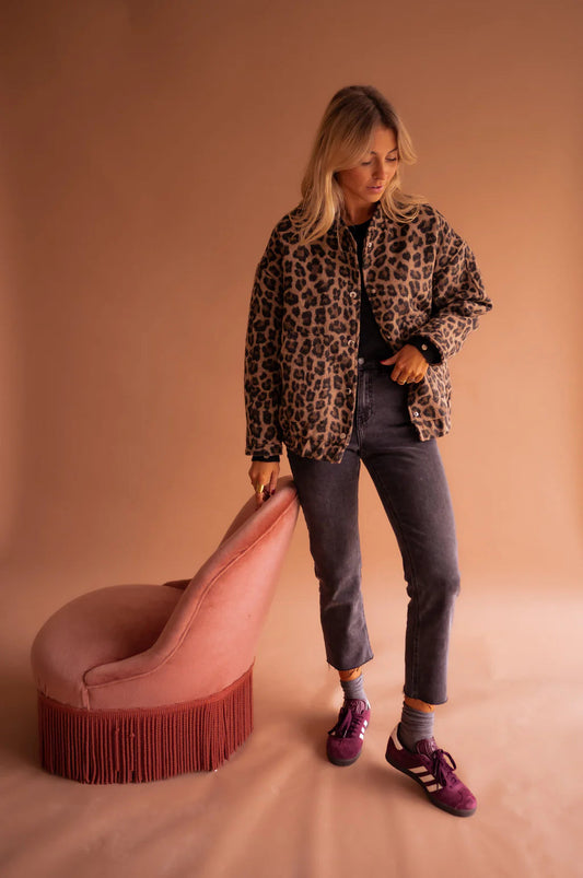 Women's Leopard Print Faux Fur Bomber Jacket - WildGlam