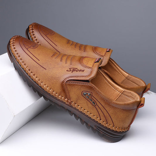 Men’s Loafers – Slip-On Design – Soft Touch Finish – Embossed Detail – Lightweight Sole Brown