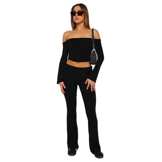 Women's Stretch Flared Trousers - Foldable Waistband, Comfy Fit - FlareForm