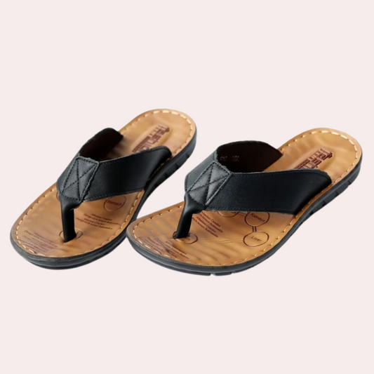 Men’s Slippers – Open Toe – Cushioned Footbed – Slip-On Comfort Fit Black