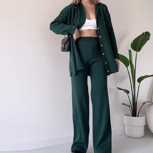 Women's Knit Co-Ord Set - Ribbed & Relaxed - Luxe Lounge