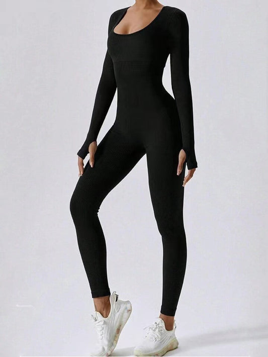 Women's Ribbed Jumpsuit - Chic Stretch Fit Bodysuit - CurveSculpt