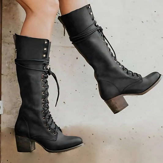 Women's Lace-Up Knee High Boots - Urban Edge