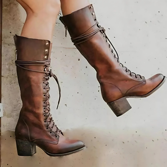 Women's Lace-Up Knee High Boots - Urban Edge