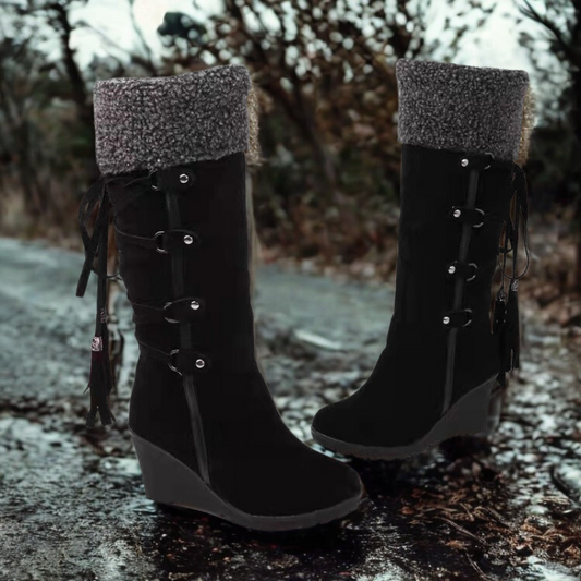 Women's Wedge Heel Mid-Calf Boots Faux Fur - UrbanStride