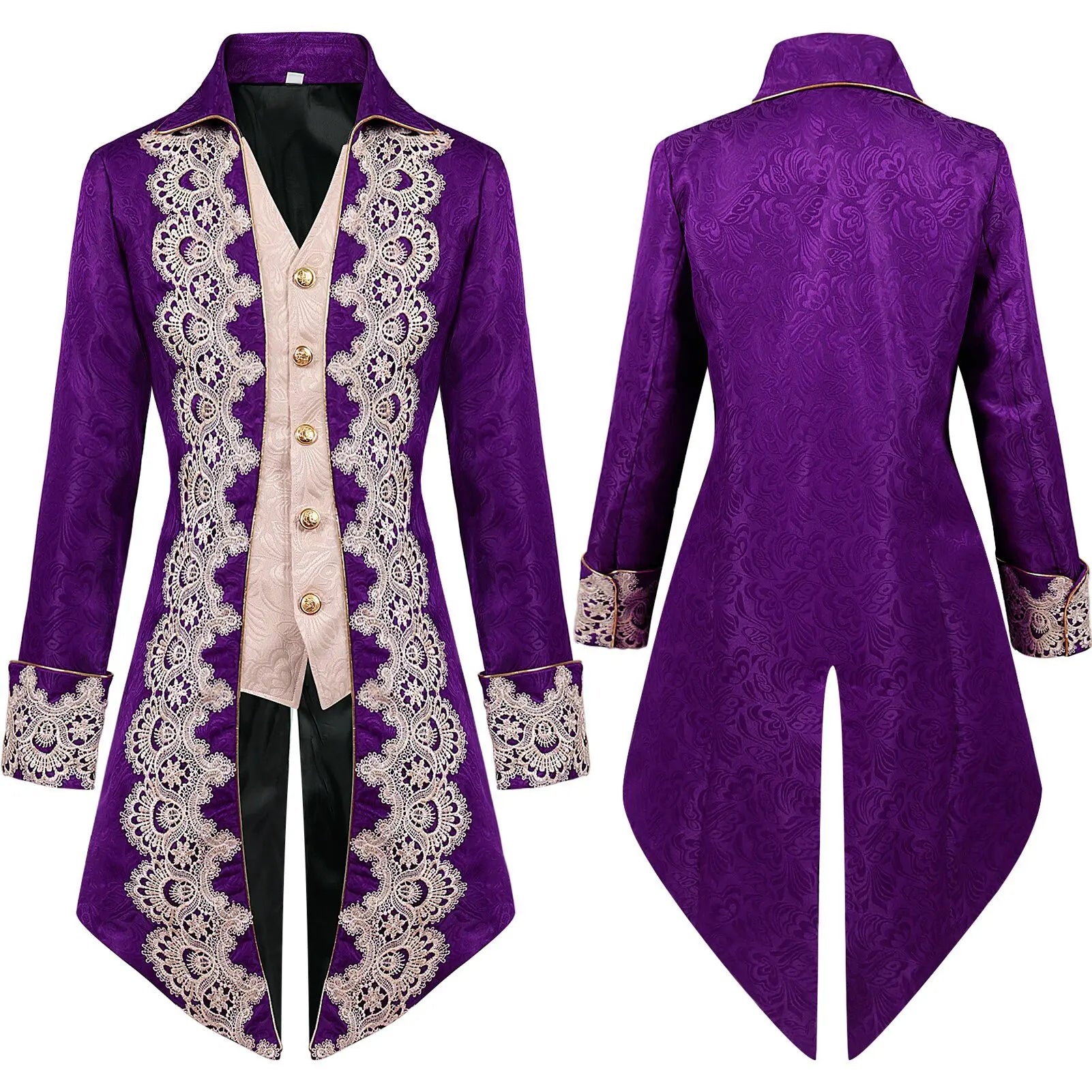 Men's Deluxe Medieval Costume with Belt - KnightCore Purple