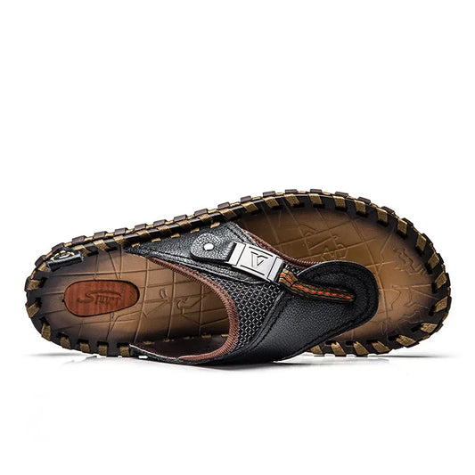 Men’s Flip-Flops – Strap – Textured Footbed – Flat Sole Casual Comfort