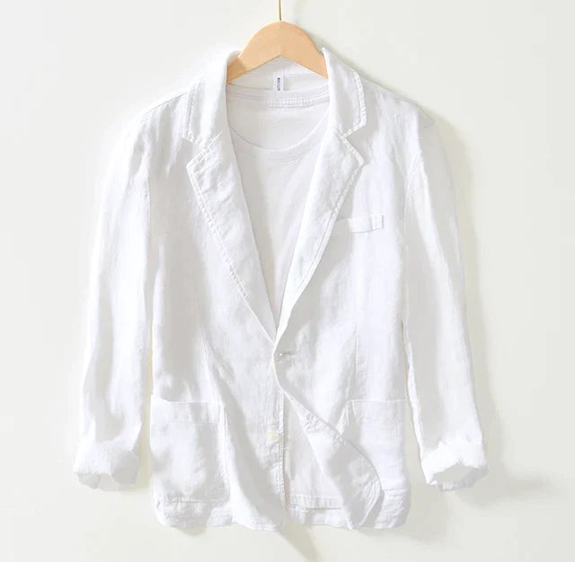 Men's Two-Button Blazer - Sleek Casual Style - UrbanEdge White
