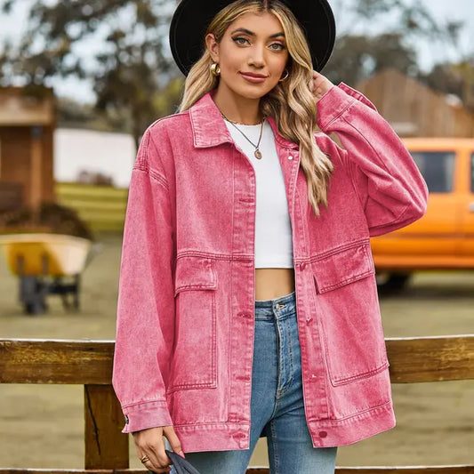 Women's Premium Denim Jacket - Retro Chic Slim Fit JeanJacket