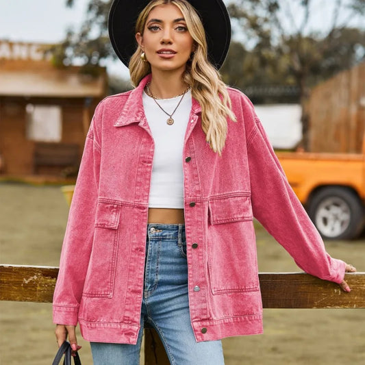 Women's Premium Denim Jacket - Retro Chic Slim Fit JeanJacket