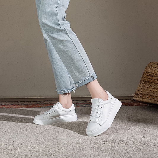 Women’s Sneakers – Slim Fit – Platform Sole – Lightweight Supportive Design White