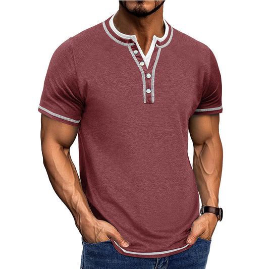 Men's Cotton Henley Shirt Classic Fit - HenleyEase Wine red
