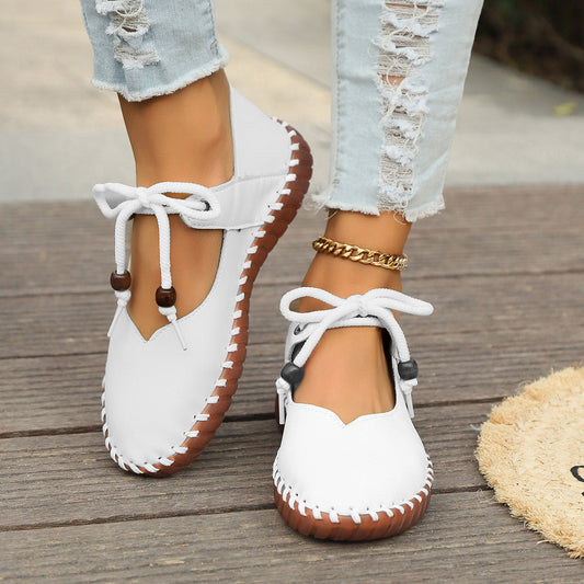 Women’s Orthopedic Shoes – Soft Cushioned Sole – Round Toe – Lace-Up Comfort Fit White