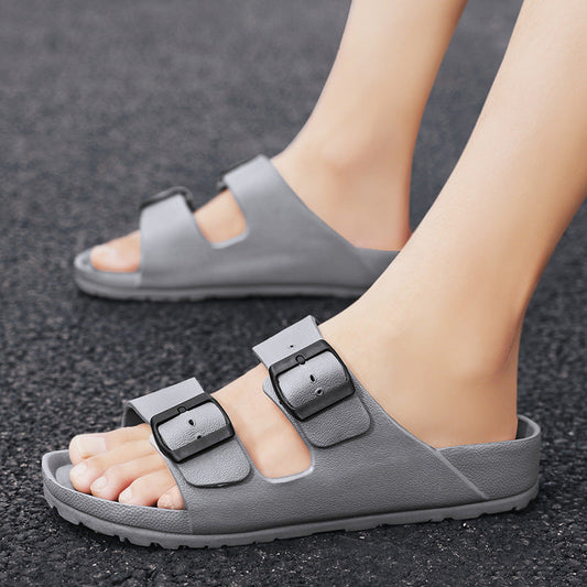 Men’s Sandals – Synthetic Leather – Open Toe – Adjustable Buckle Straps – Thick Sole