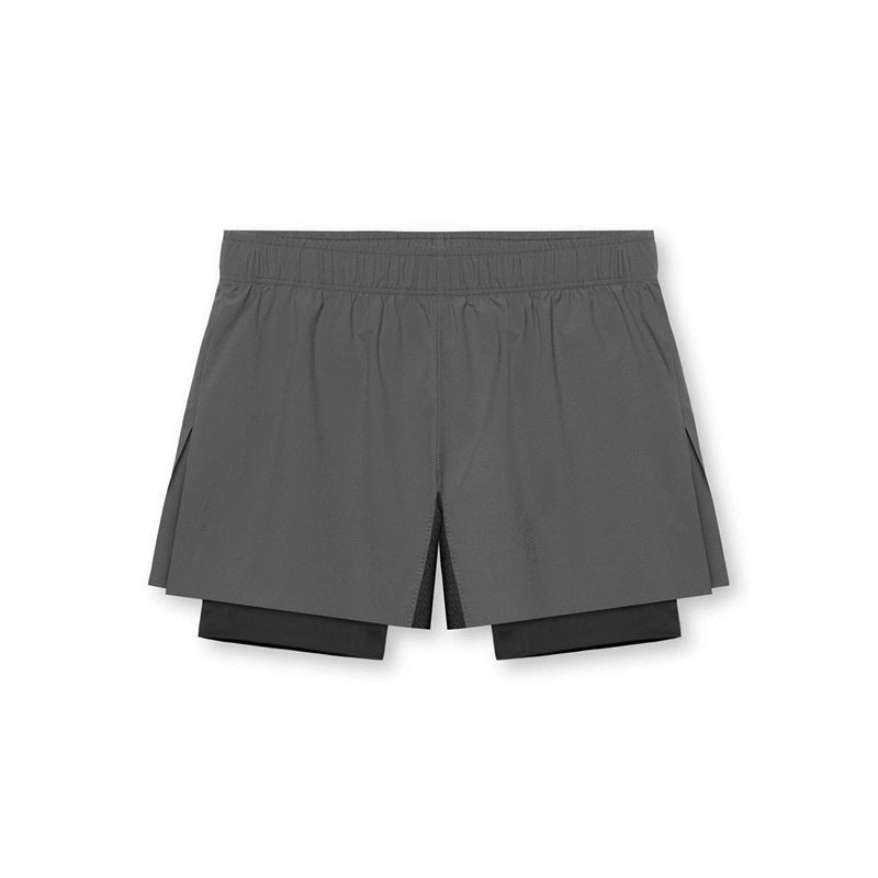 Men’s Athletic Shorts – Dual Layer – Compression Fit – Breathable Stretch Fabric Dark Grey