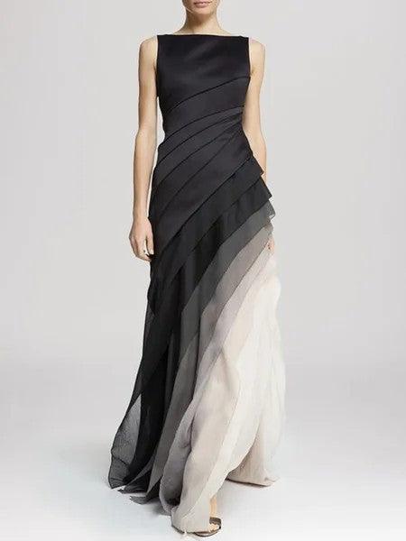 Women's Sleeveless Maxi Dress Flowing Layered Skirt - EveningMuse