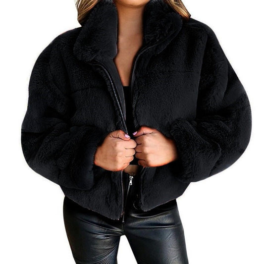 Oversized Faux Fur Coat for Women - Plush Chic, Winter Warmth - Furrylicious Black
