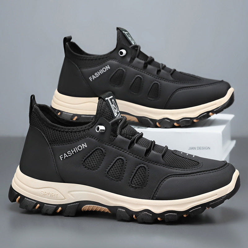 Men’s Hiking Shoes – Breathable Mesh – Cushioned Ankle Support – Trail Grip Sole Black