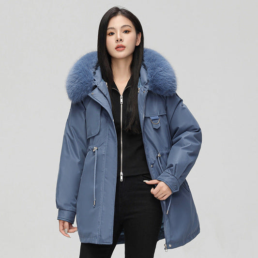 Women's Weatherproof Parka Jacket with Faux Fur Hood - WinterShield Blue