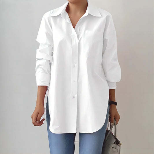 Women's Oversized Shirt - Relaxed Fit Button-Up, Everyday Chic - StyleEase