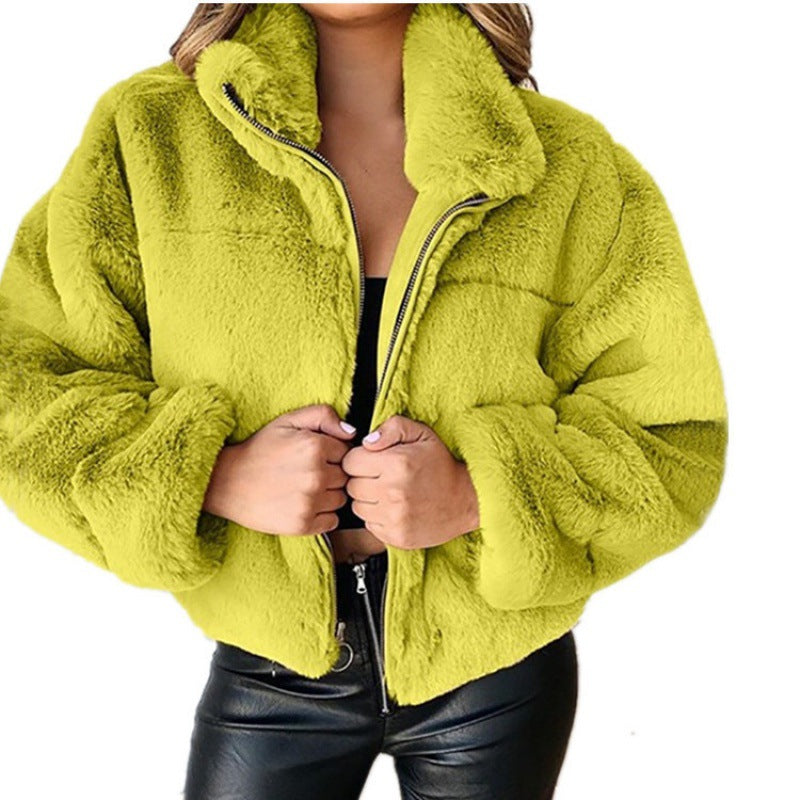 Oversized Faux Fur Coat for Women - Plush Chic, Winter Warmth - Furrylicious Yellow