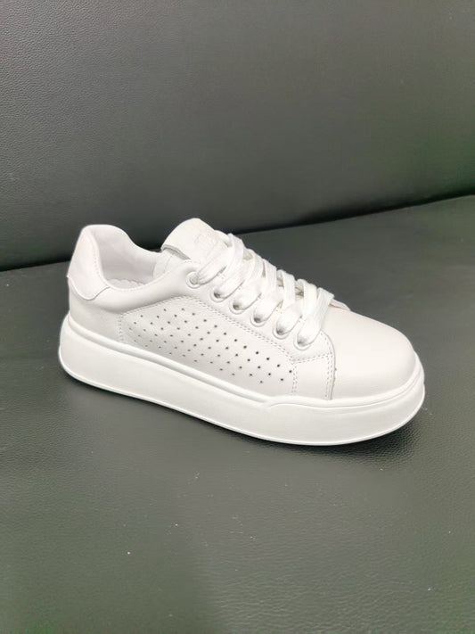 Women’s Sneakers – Slim Fit – Platform Sole – Lightweight Supportive Design White Hollow