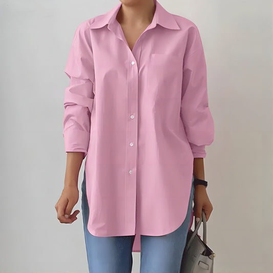 Women's Oversized Shirt - Relaxed Fit Button-Up, Everyday Chic - StyleEase