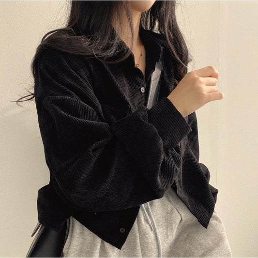 Women's Oversized Corduroy Shirt Jacket - Casual Chic Layer - CuddleCoat