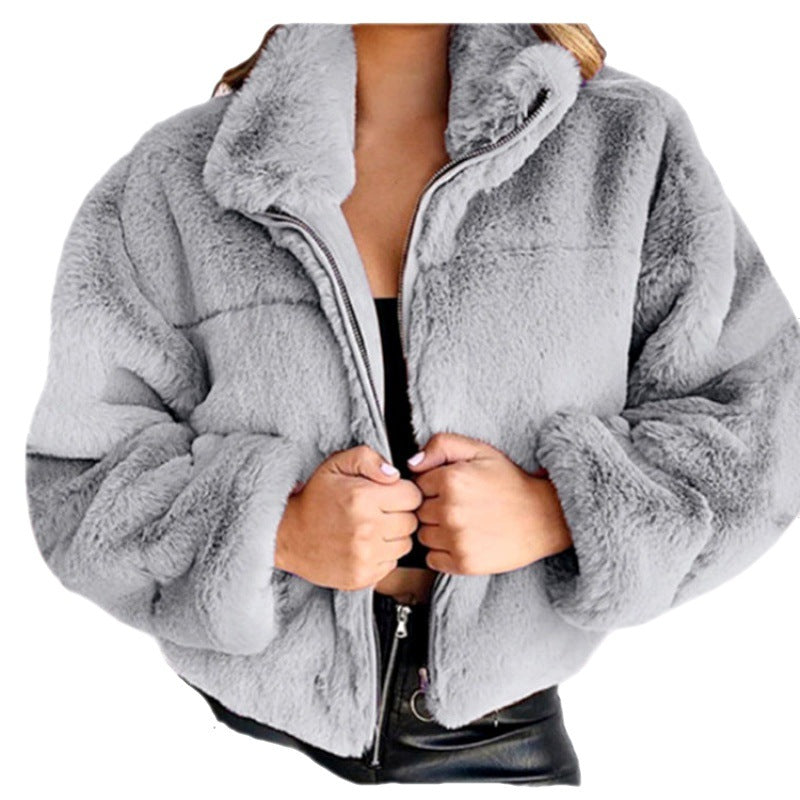Oversized Faux Fur Coat for Women - Plush Chic, Winter Warmth - Furrylicious Grey