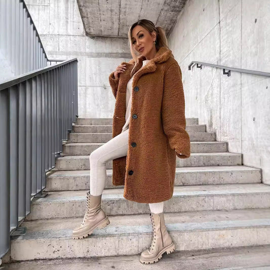 Women's Premium Wool Blend Oversized Coat - TimelessWrap Light Brown